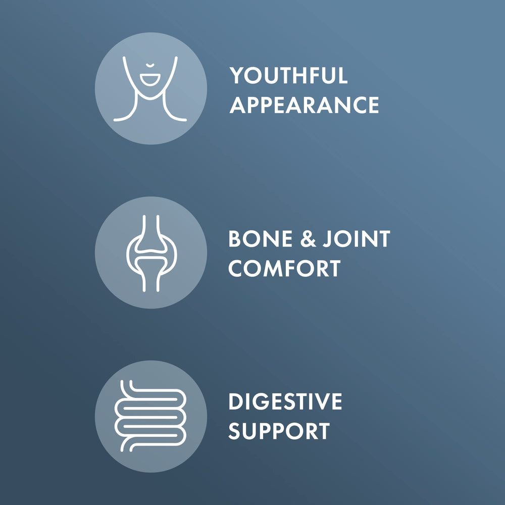 Powder being stirred into a cold beverage with Dr. Mercola Collagen Complex for daily use.