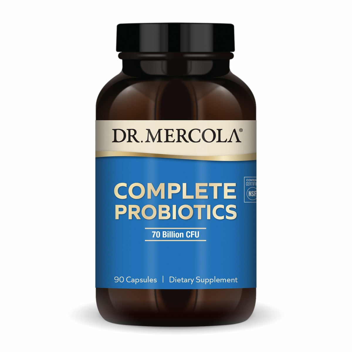 Dr. Mercola Complete Probiotics bottle front with 70 Billion CFU for gut health