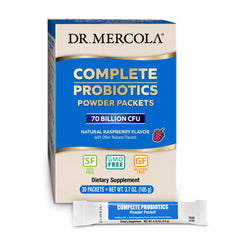 Dr. Mercola probiotic packets 70 Billion CFU promote a balanced microbiome and immune function.