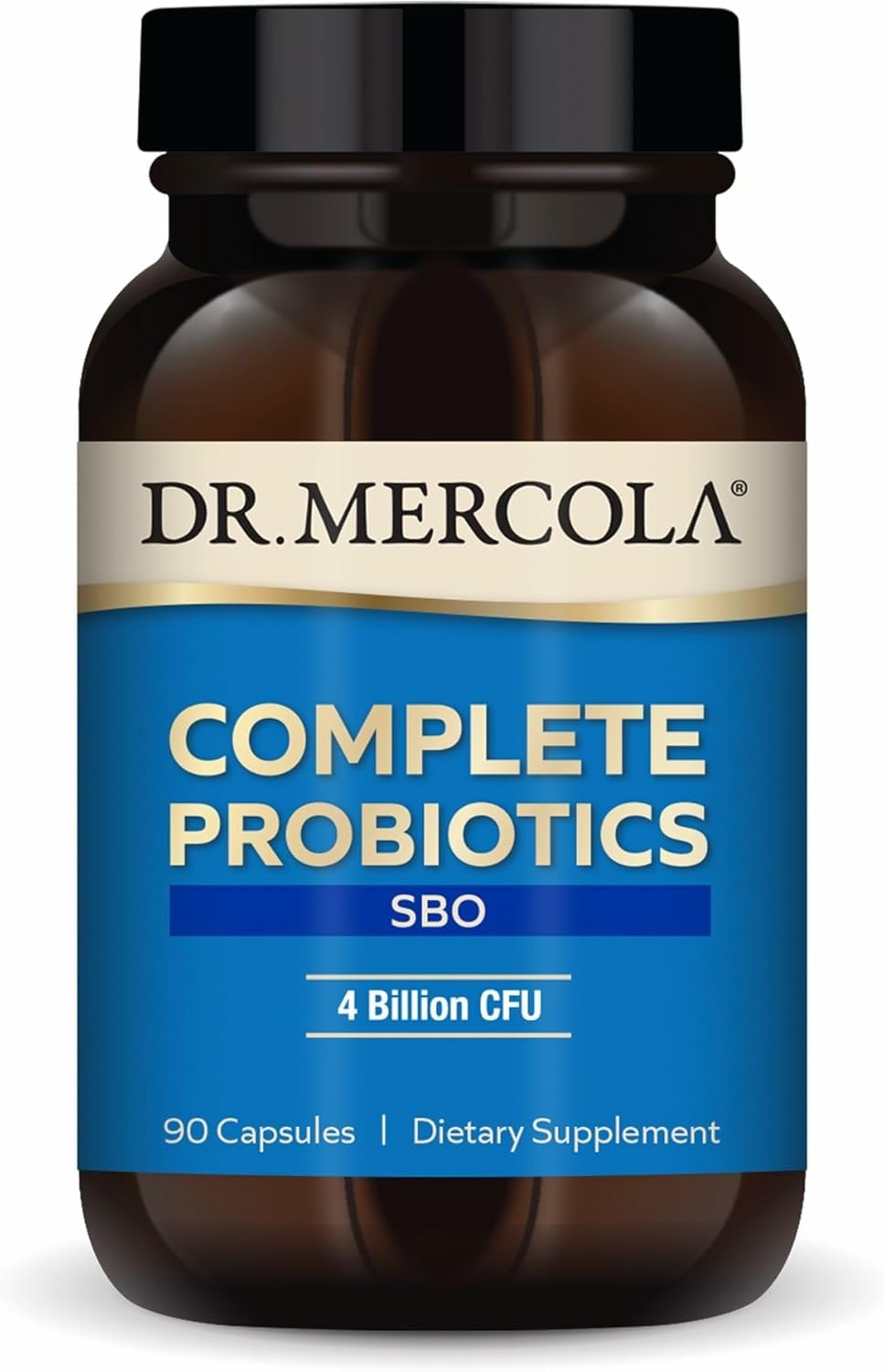 Dr. Mercola Complete Probiotics SBO bottle front promoting gut health support
