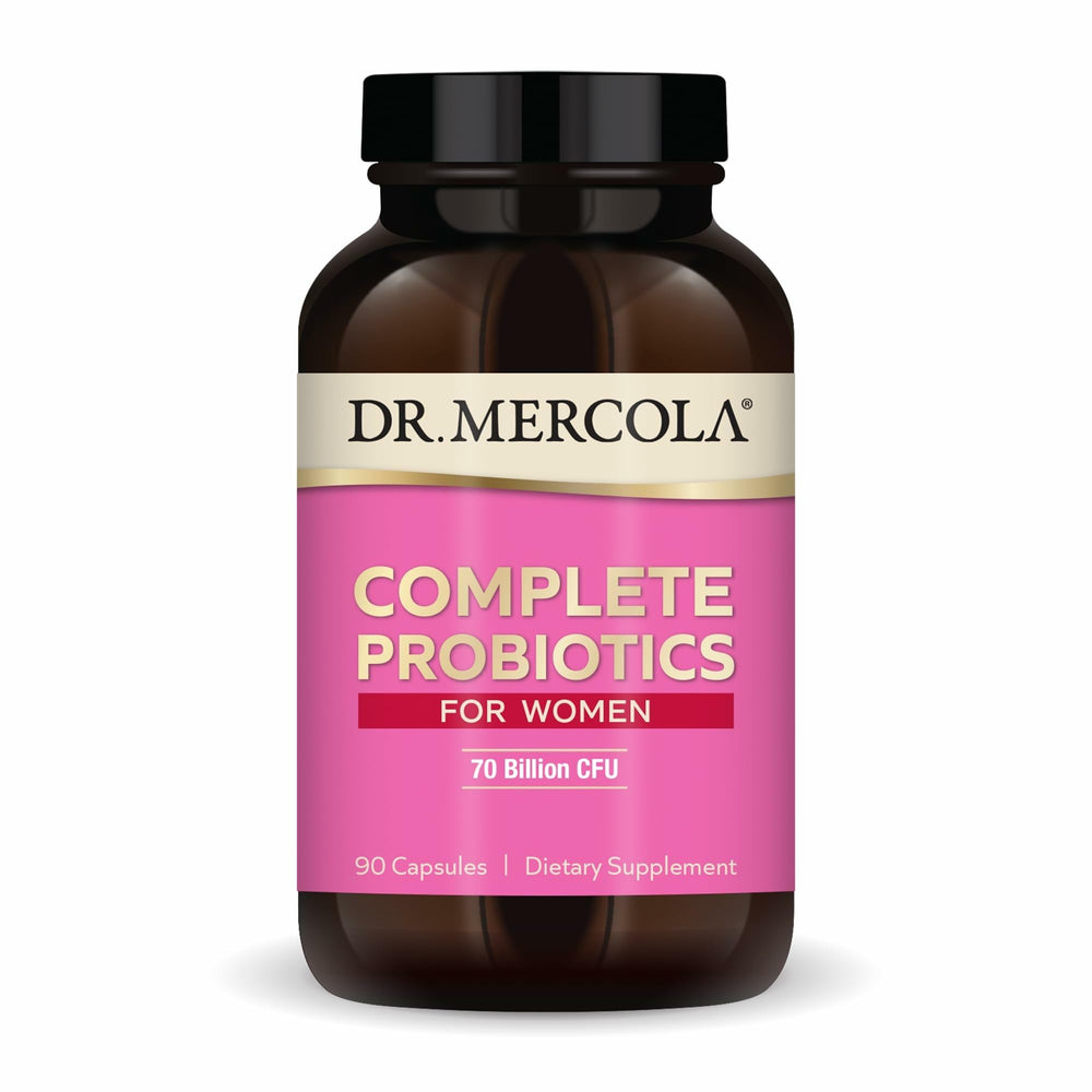 Dr. Mercola Complete Probiotics for Women bottle front for daily gut and immune health