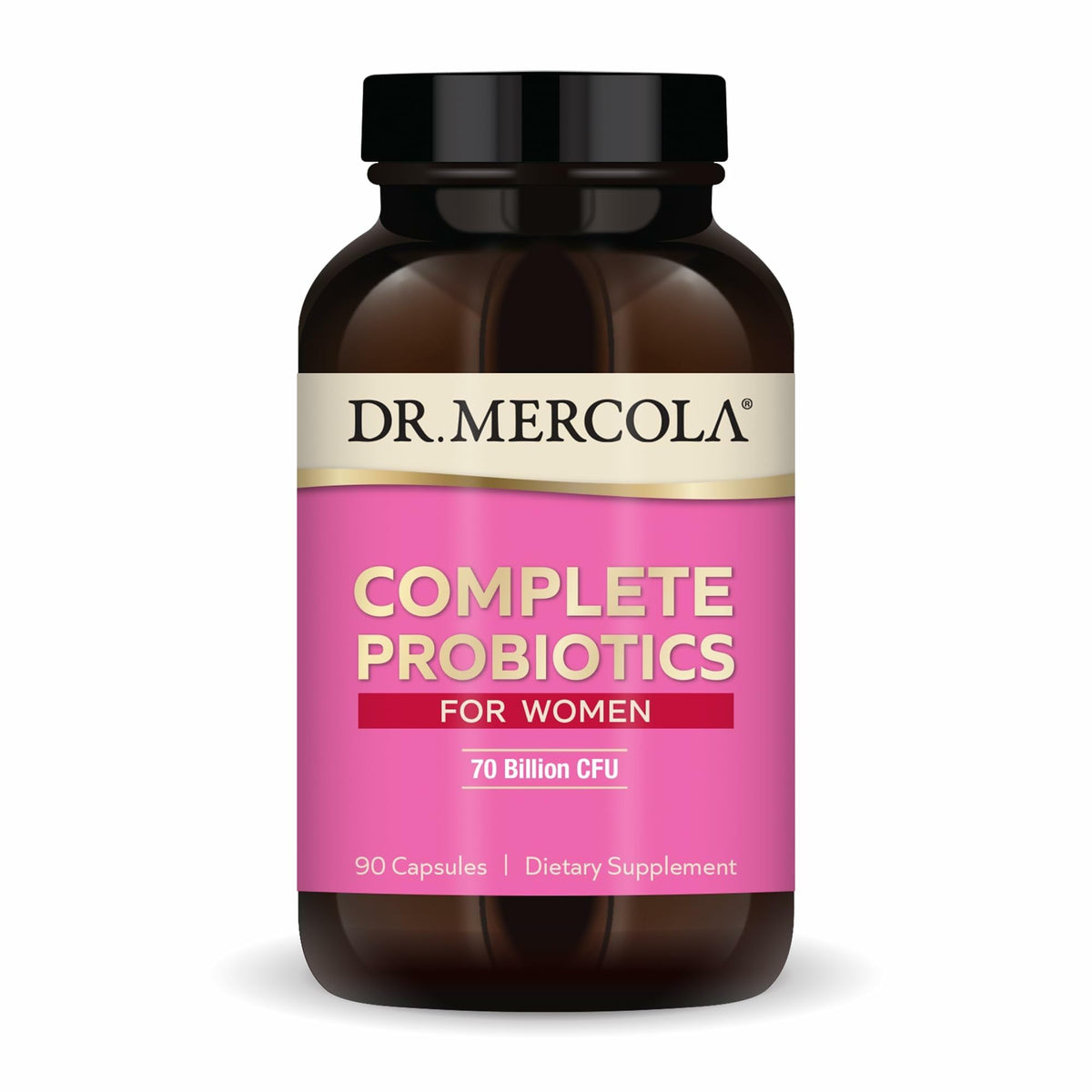 Dr. Mercola Complete Probiotics for Women bottle front for daily gut and immune health