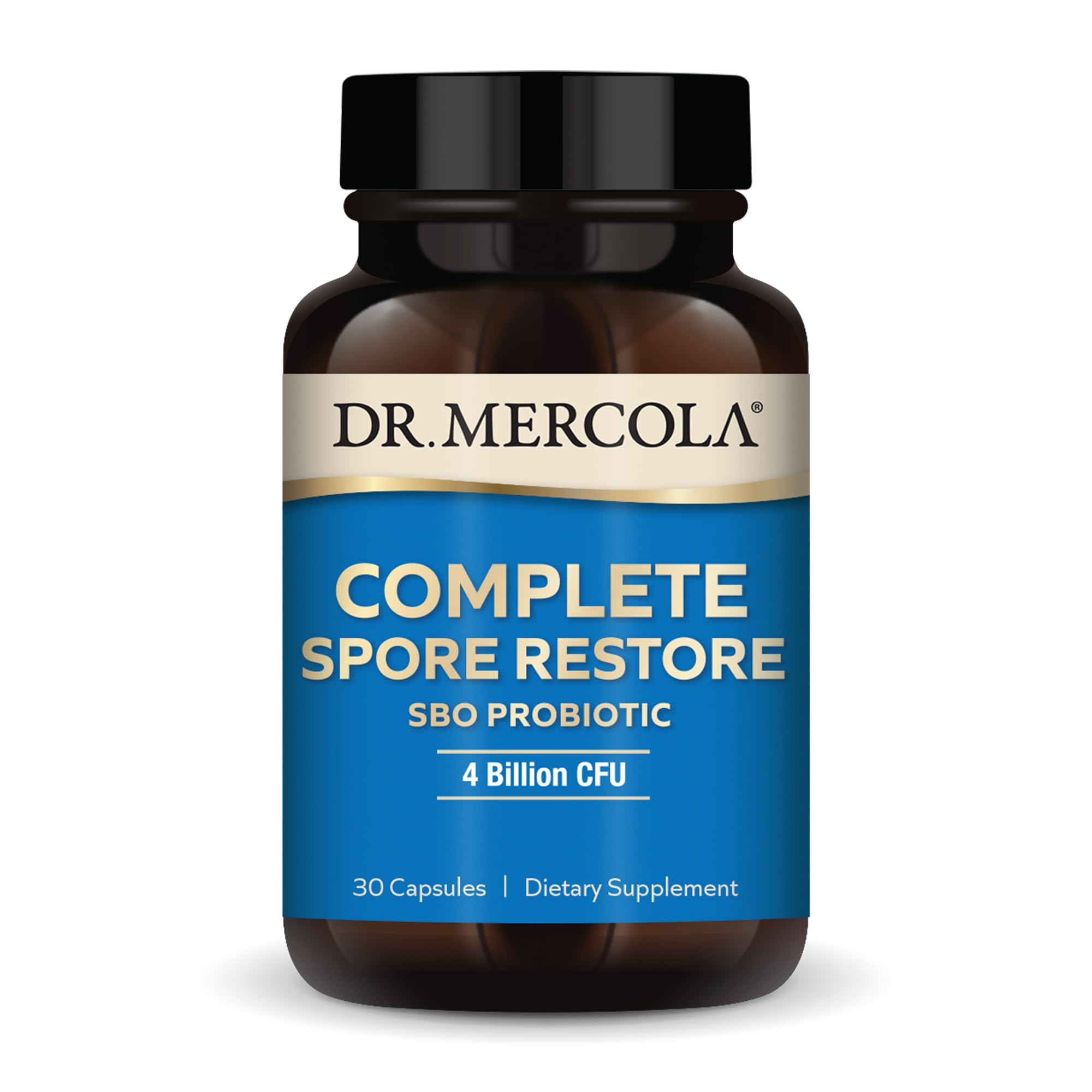 Dr. Mercola Complete Spore Restore bottle with capsules for gut health support