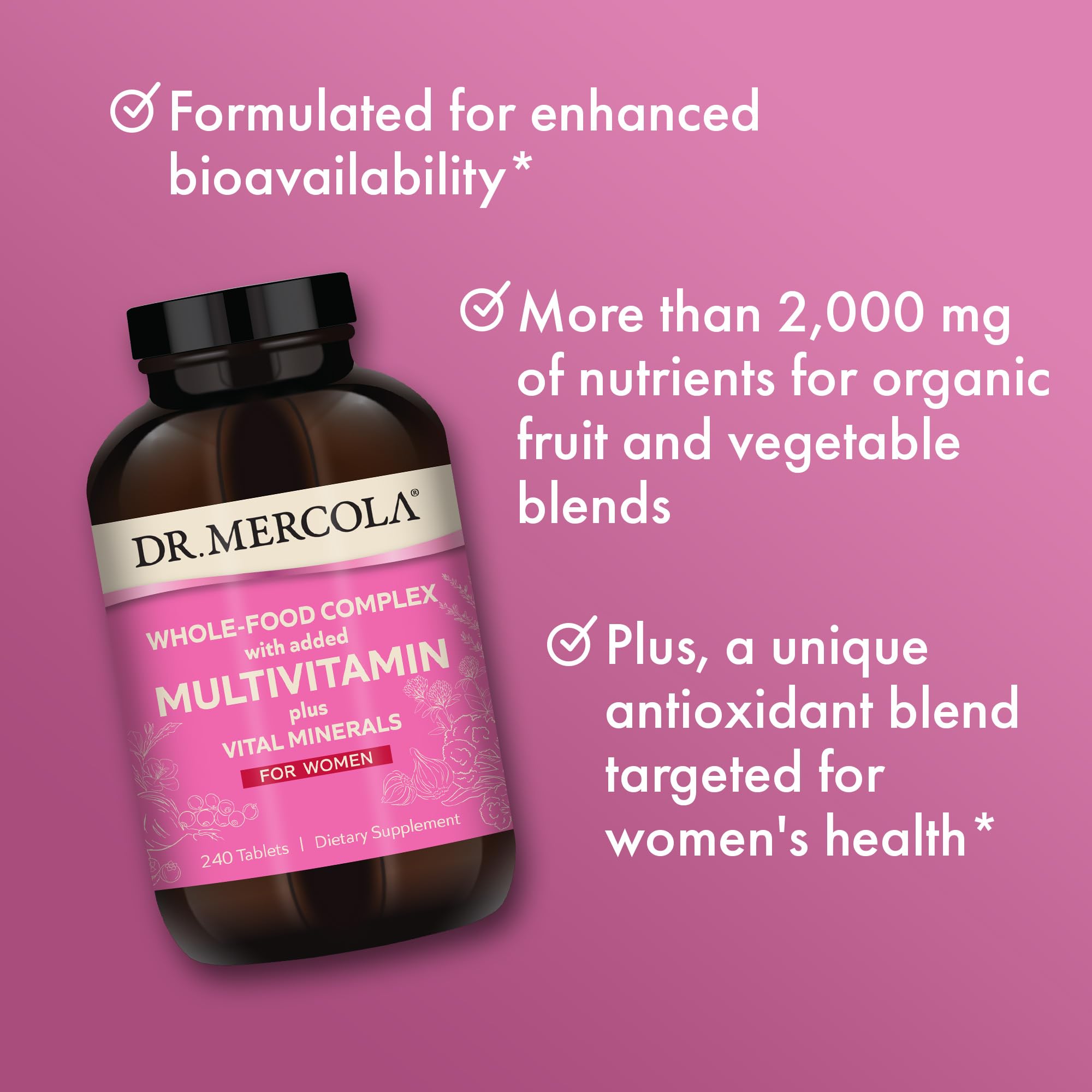 Dr. Mercola Cranberry Fruit for Women visual suggesting urinary and vaginal wellness support