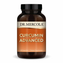 Dr. Mercola Curcumin Advanced bottle for daily wellness with turmeric capsules.
