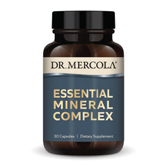 Dr. Mercola Essential Mineral Complex bottle label highlighting trace minerals