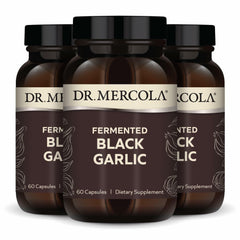 Dr. Mercola Fermented Black Garlic bottle with capsules for potential immune support