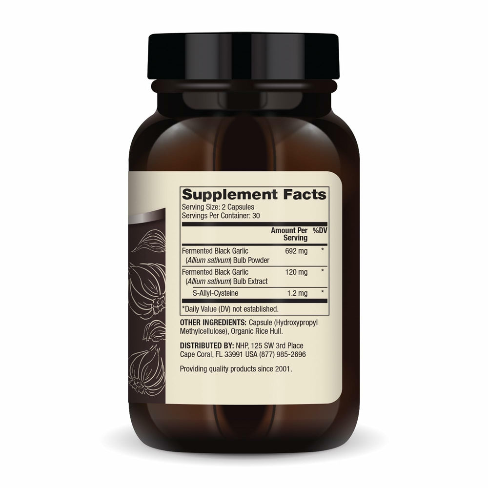 Dr. Mercola Fermented Black Garlic capsules close-up, showcasing form
