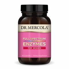 Dr. Mercola Full Spectrum Enzymes for Women bottle supports digestive comfort and nutrient absorption.