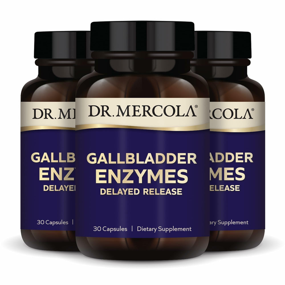 Dr Mercola Gallbladder Enzymes bottle front for post-surgery digestive support.