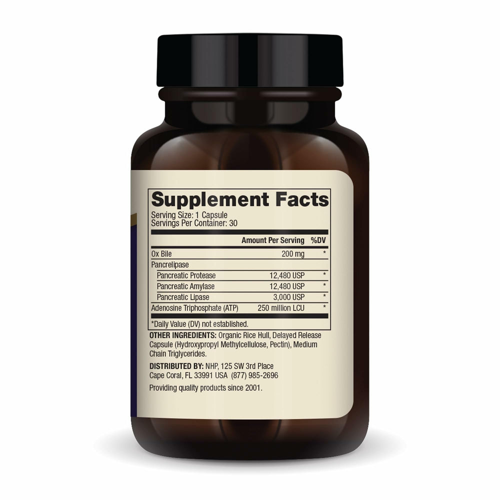 Dr Mercola Gallbladder Enzymes label detailing non-GMO and gluten-free ingredients.