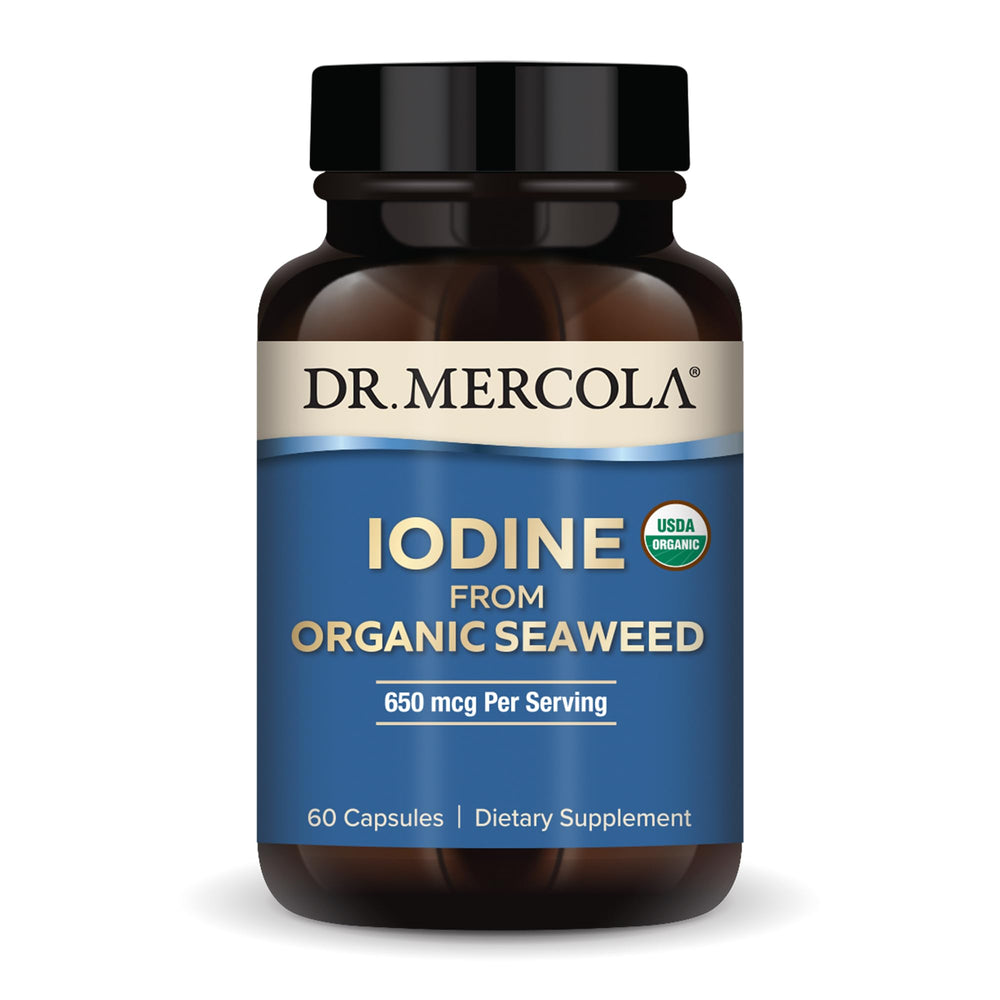 Dr. Mercola Iodine de alga orgánica en frasco, opción natural para la dieta diaria