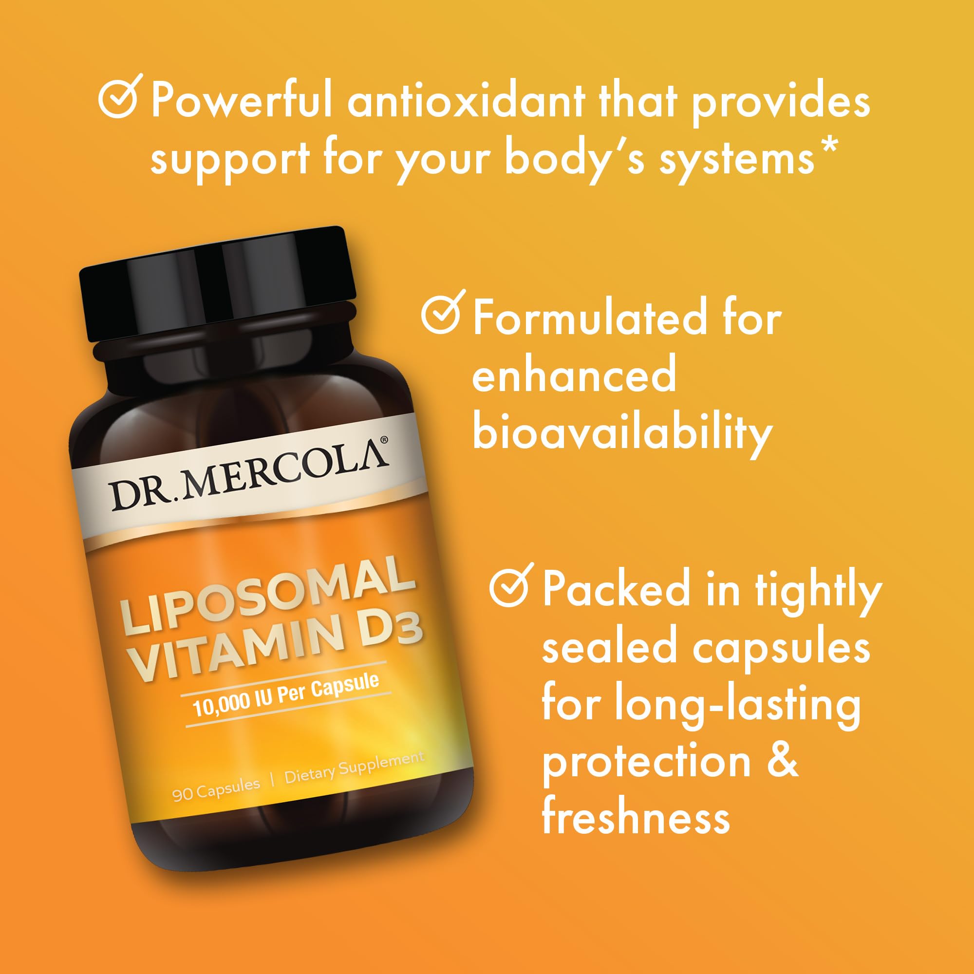 Dr. Mercola Liposomal Vitamin D3 sunflower lecithin delivery visualization.