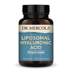 Dr. Mercola Liposomal Hyaluronic Acid bottle promoting joint hydration and comfortable movement