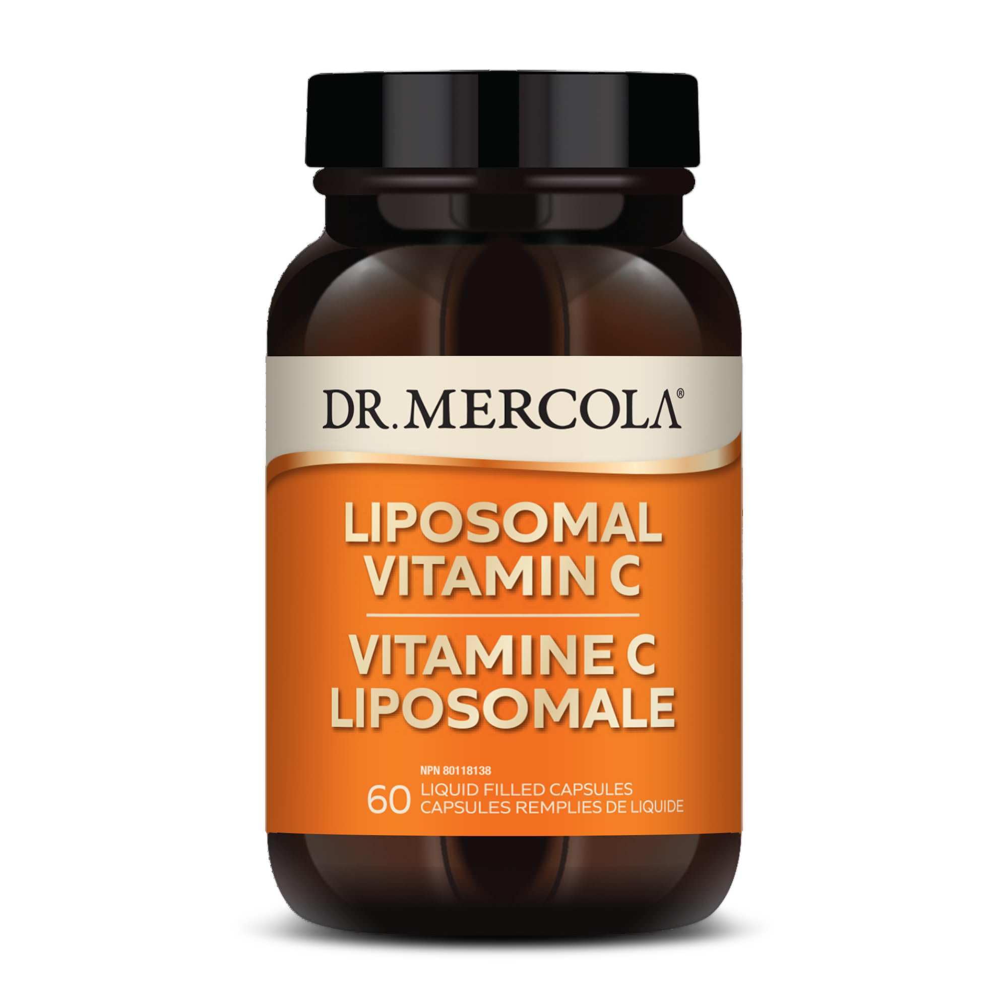 Dr. Mercola Liposomal Vitamin C bottle view showing packaging and potential immune benefits