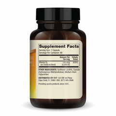 Closeup of Dr. Mercola Liposomal Vitamin D3 capsules showing easy-to-swallow form.