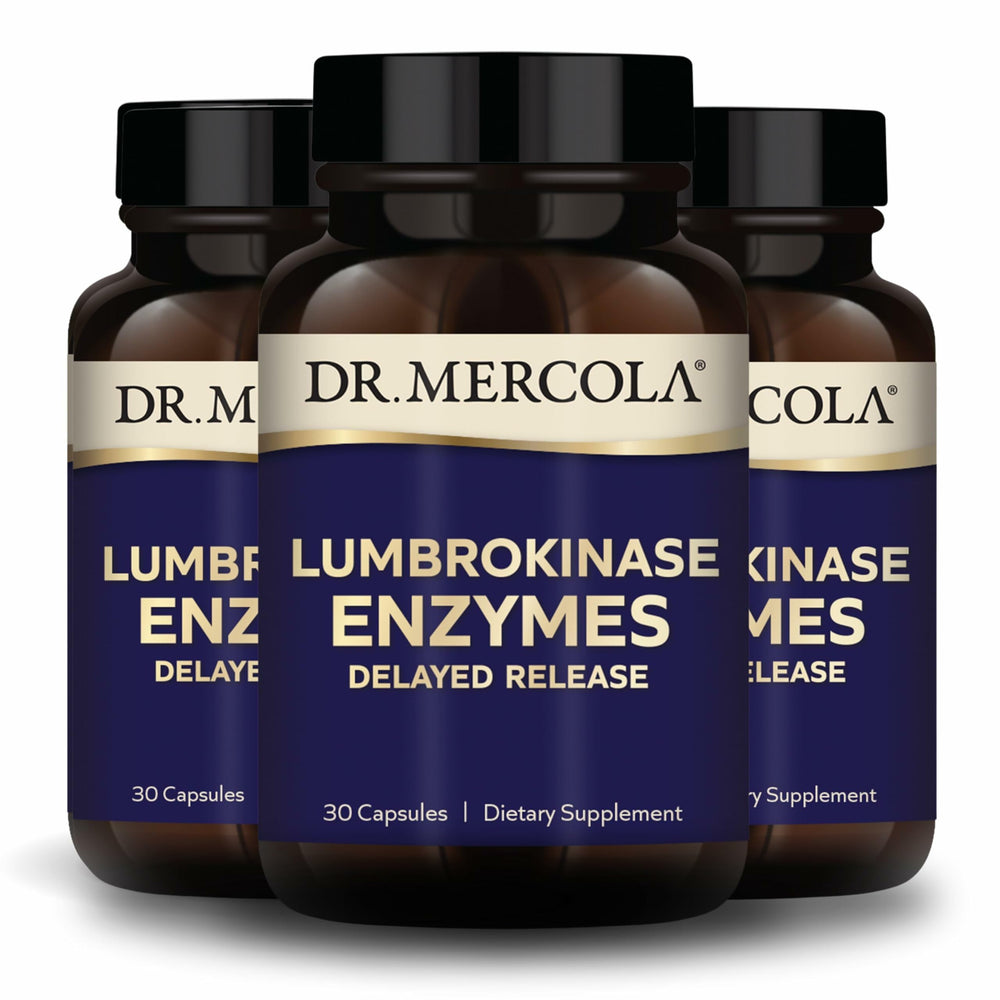 Dr. Mercola Lumbrokinase bottle with delayed-release formula for better absorption.