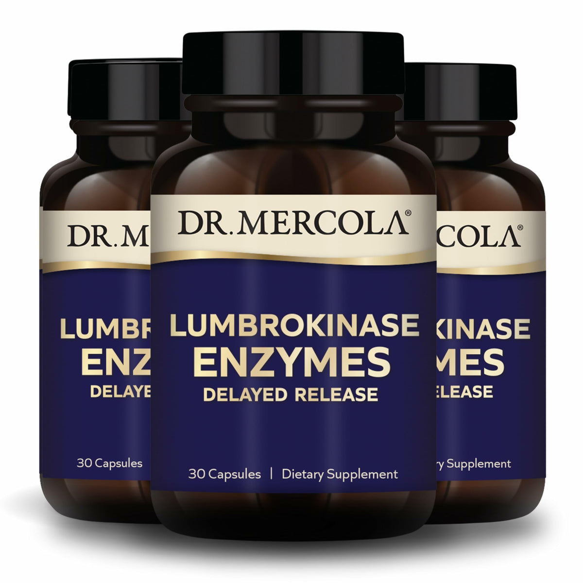 Dr. Mercola Lumbrokinase bottle with delayed-release formula for better absorption.