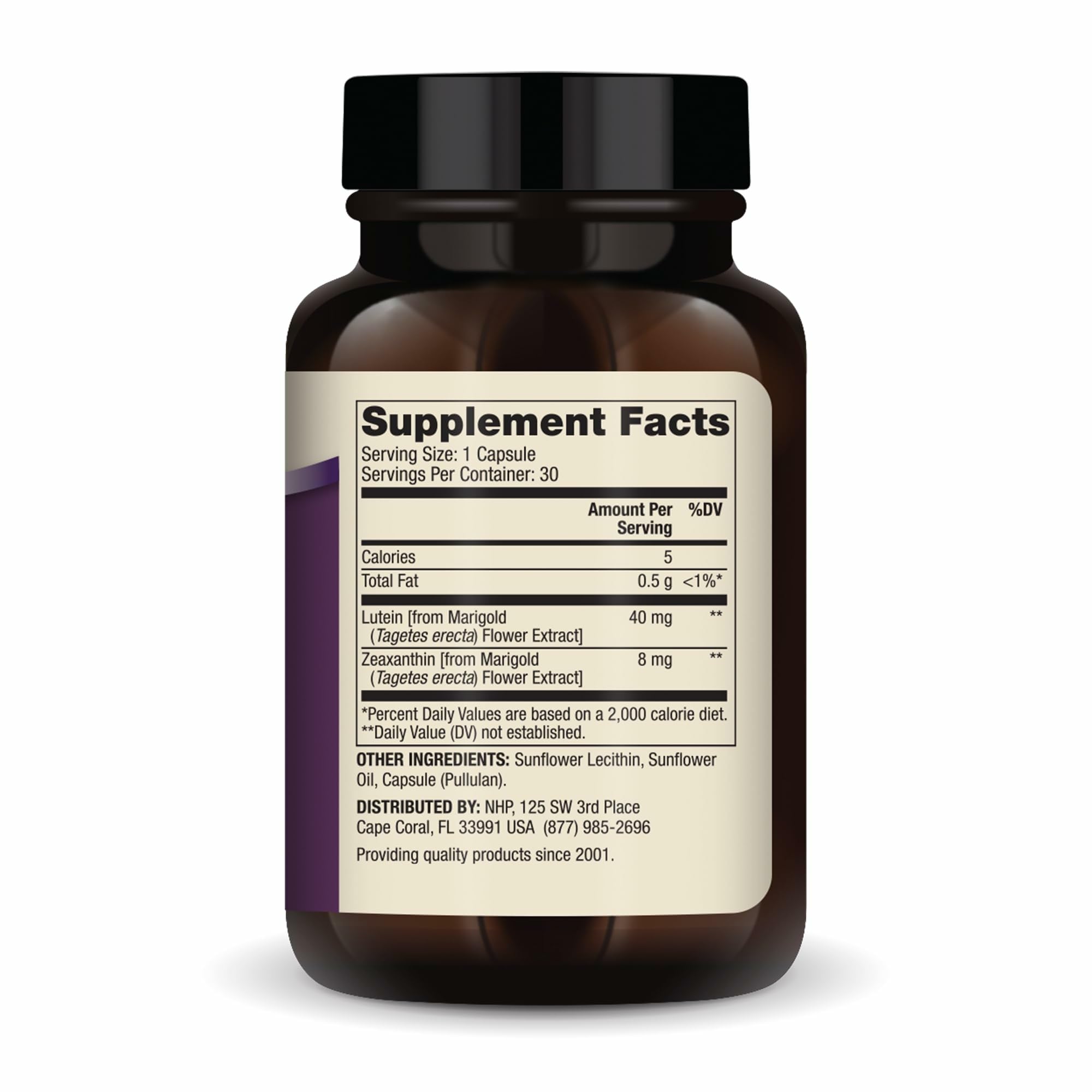 Closeup of Dr. Mercola Lutein Zeaxanthin capsules highlighting easy-to-swallow form.