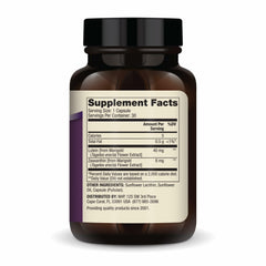 Closeup of Dr. Mercola Lutein Zeaxanthin capsules highlighting easy-to-swallow form.