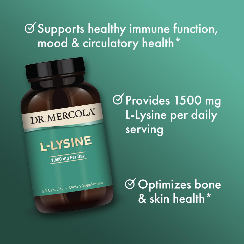 Dr. Mercola L-Lysine label detail showing no artificial additives