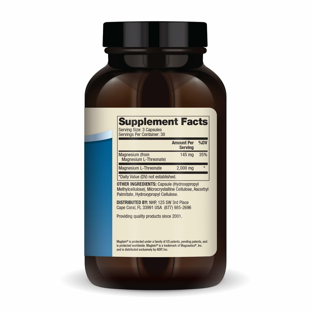 Dr. Mercola Magnesium Advanced back label highlights Magtein Magnesium L-Threonate for better absorption