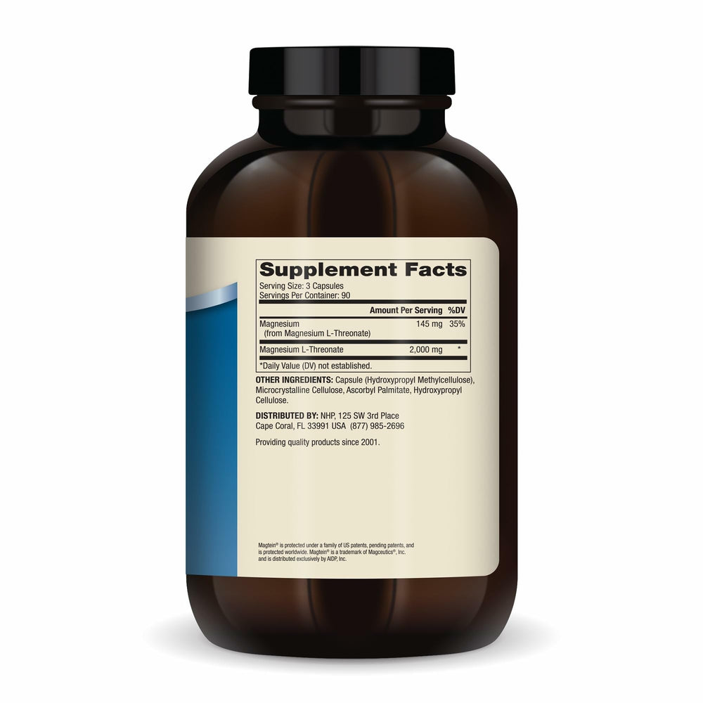 Dr. Mercola Magnesium Advanced bottle label showing Magtein magnesium for cognitive support.
