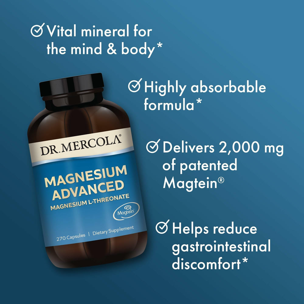 Dr. Mercola Magnesium Advanced capsules in hand suggesting daily easy supplementation.
