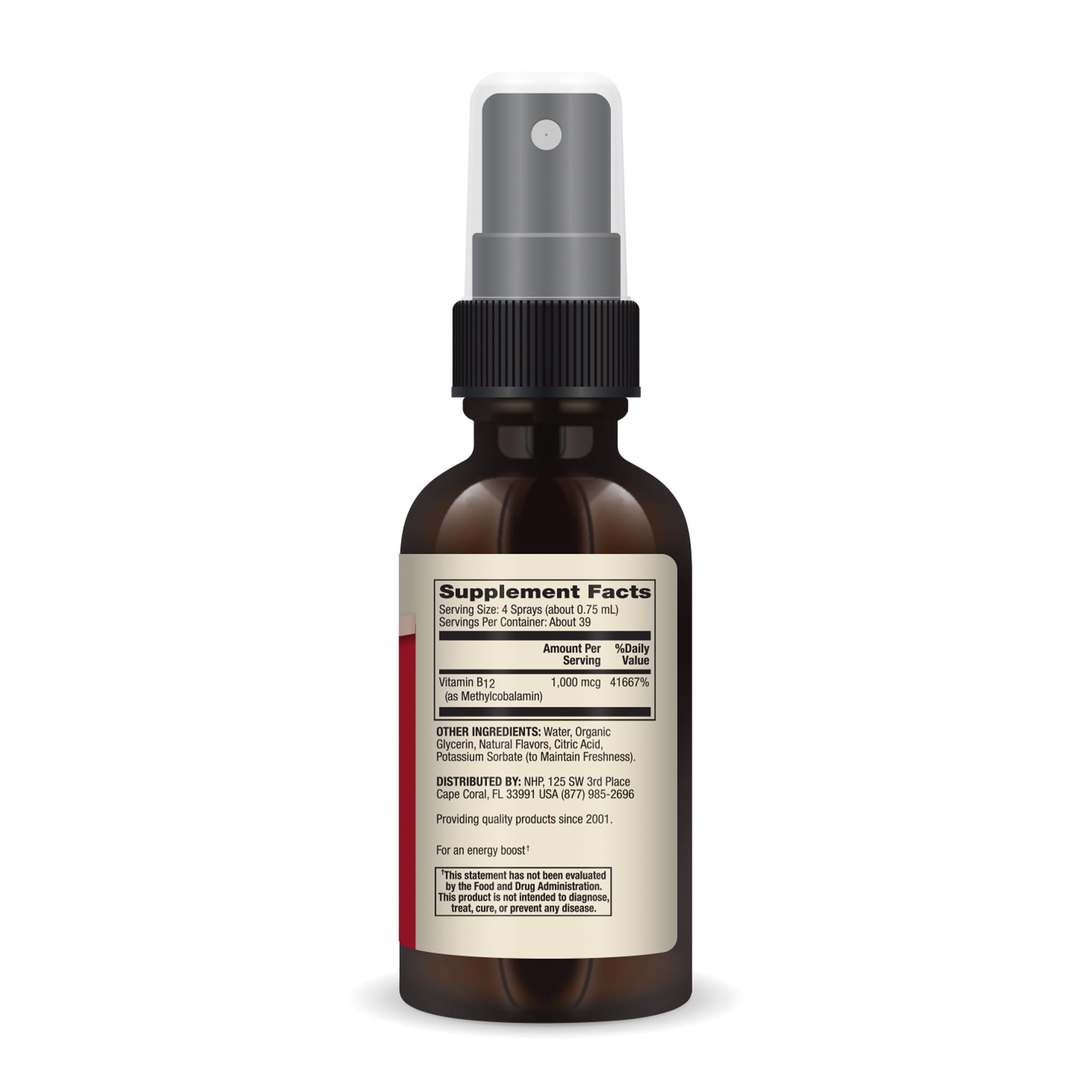 Metered-dose spray nozzle dispensing 1,000 mcg per puff for focus