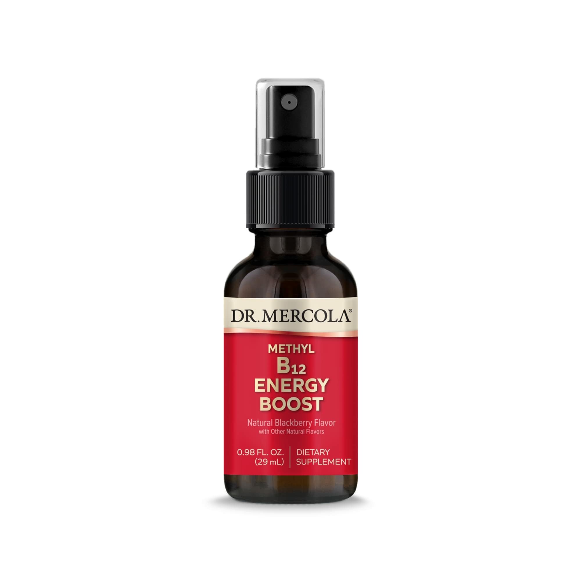Dr. Mercola Methyl B12 Energy Boost Spray bottle ready for quick use