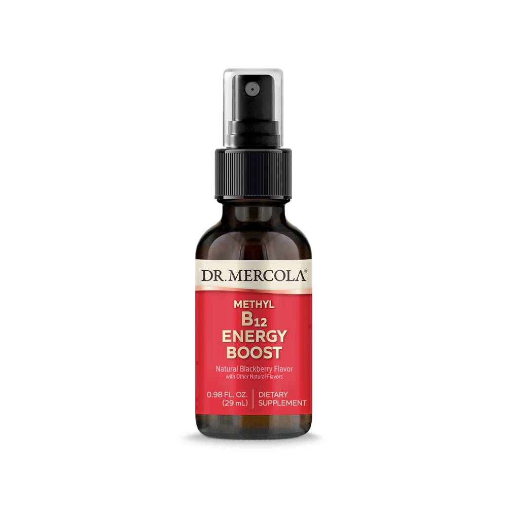 Dr. Mercola Methyl B12 Energy Boost Spray bottle ready for quick use