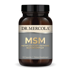 Dr. Mercola MSM Sulphur Complex bottle front for daily use.
