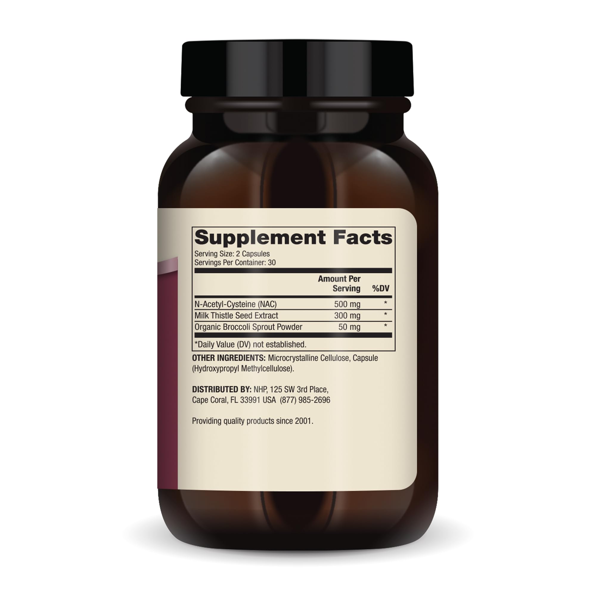 Dr. Mercola NAC with Milk Thistle bottle label highlighting non-GMO and gluten-free