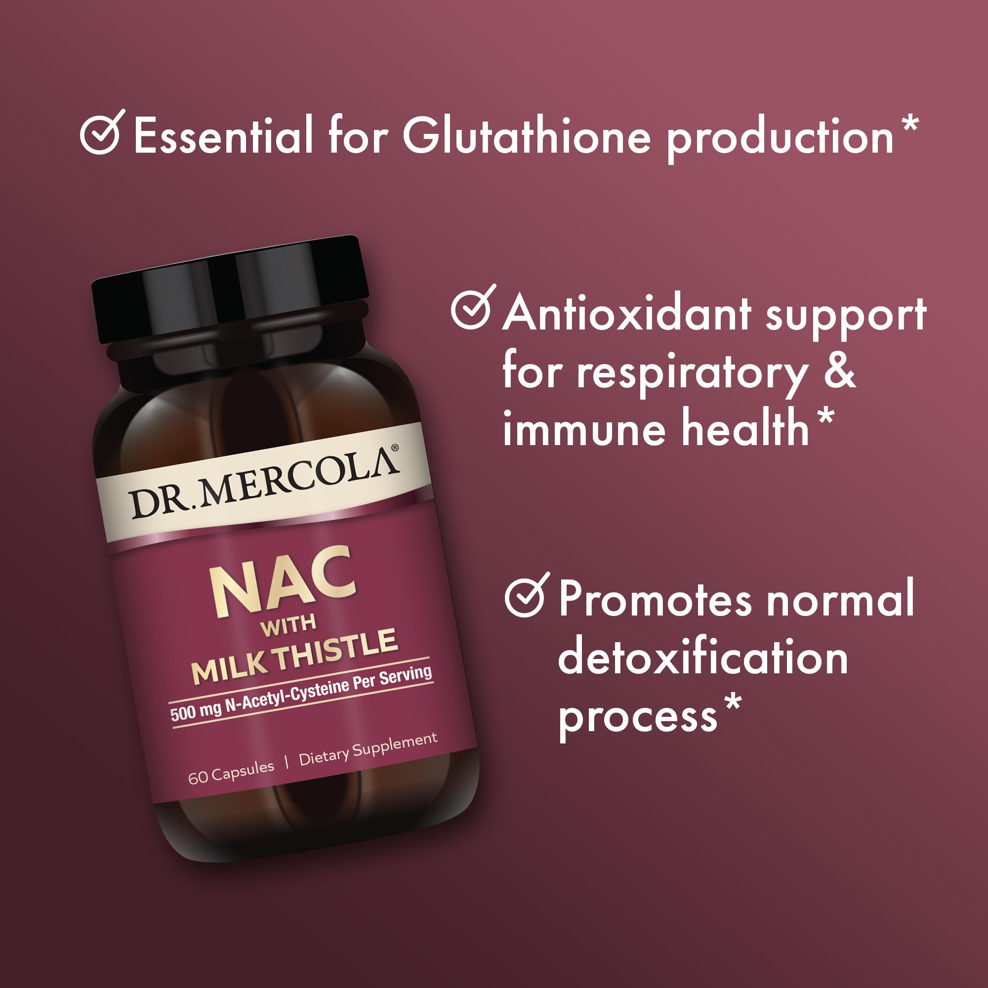 Dr. Mercola NAC with Milk Thistle includes broccoli sprout powder