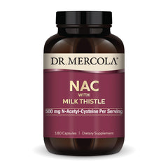 Dr. Mercola NAC with Milk Thistle packaging showing 90 servings for antioxidant support