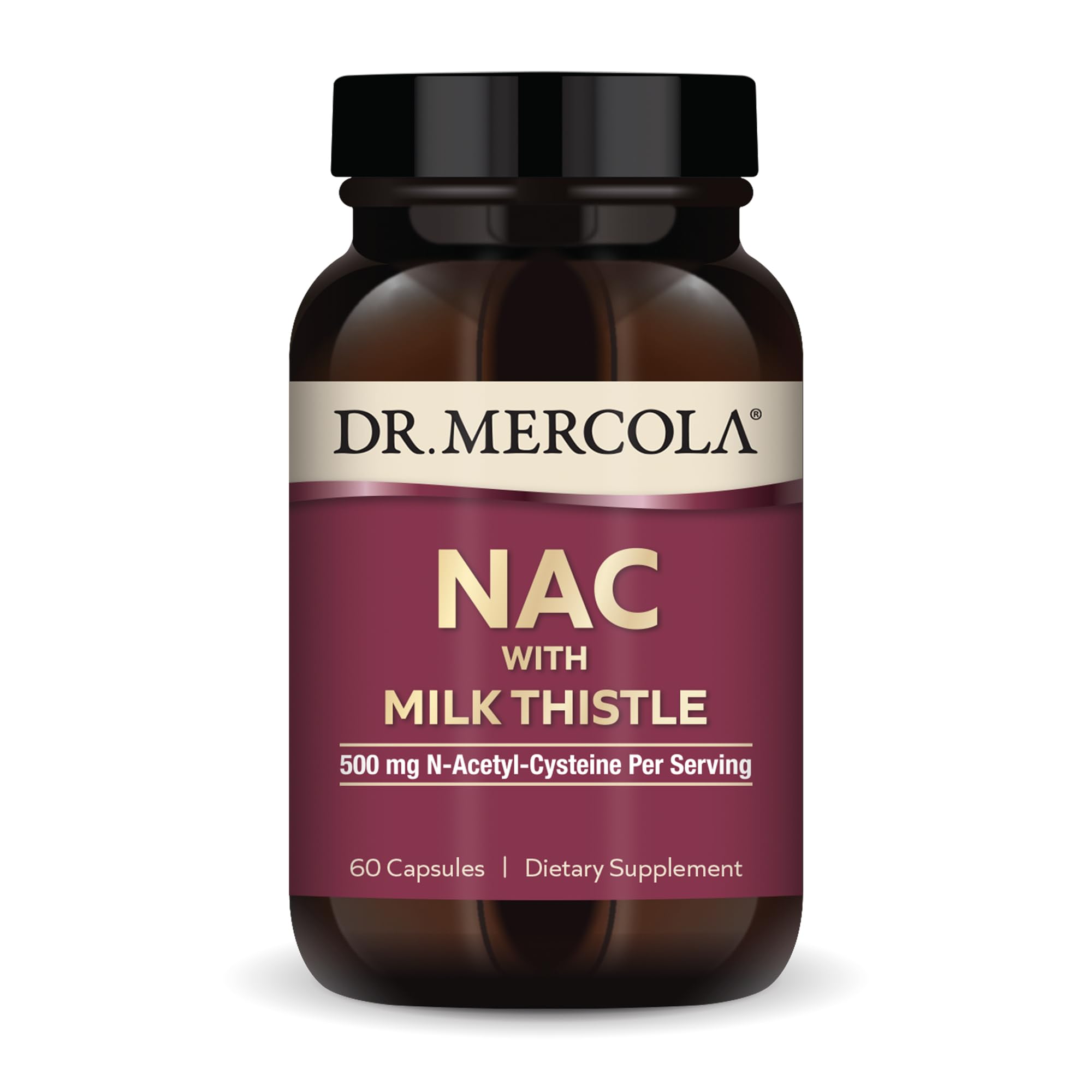 Dr. Mercola NAC with Milk Thistle capsules for daily antioxidant support