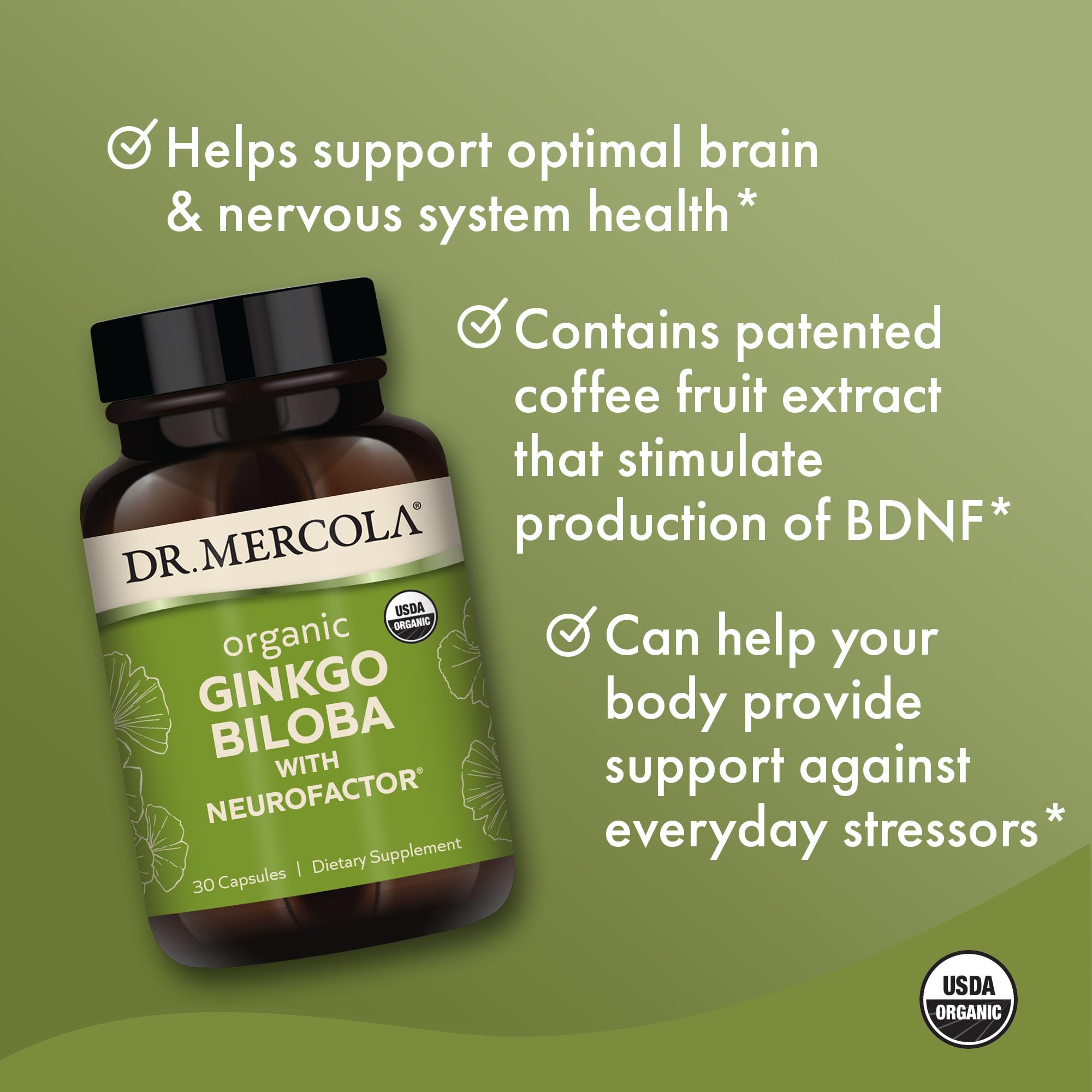 Dr. Mercola NeuroFactor coffee fruit extract highlights antioxidant support.