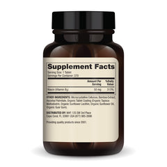 Dr. Mercola Niacin bottle side reveals dosage details for easy customization.