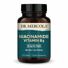Dr. Mercola Niacinamide mini-tab bottle front for everyday use.