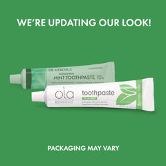 Dr. Mercola Ola Botanicals toothpaste fluoride-free ingredients for gentle cleansing.