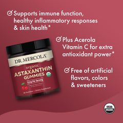 Ingredients highlight: organic astaxanthin from microalgae and acerola cherry.