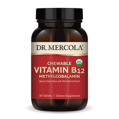 Dr. Mercola organic B12 chewable bottle label with organic certification