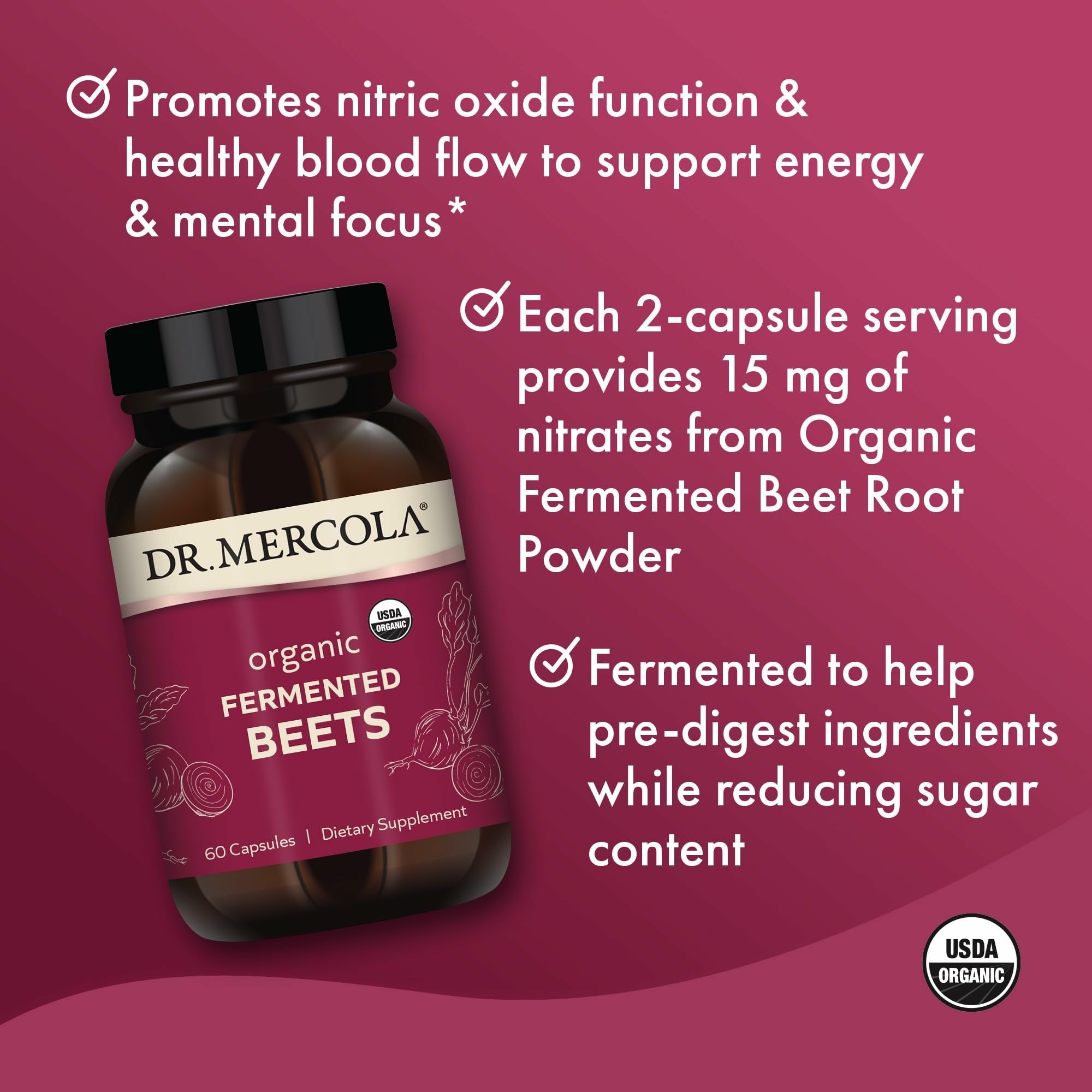Pour-ready Dr. Mercola Organic Beets suggests easy daily use