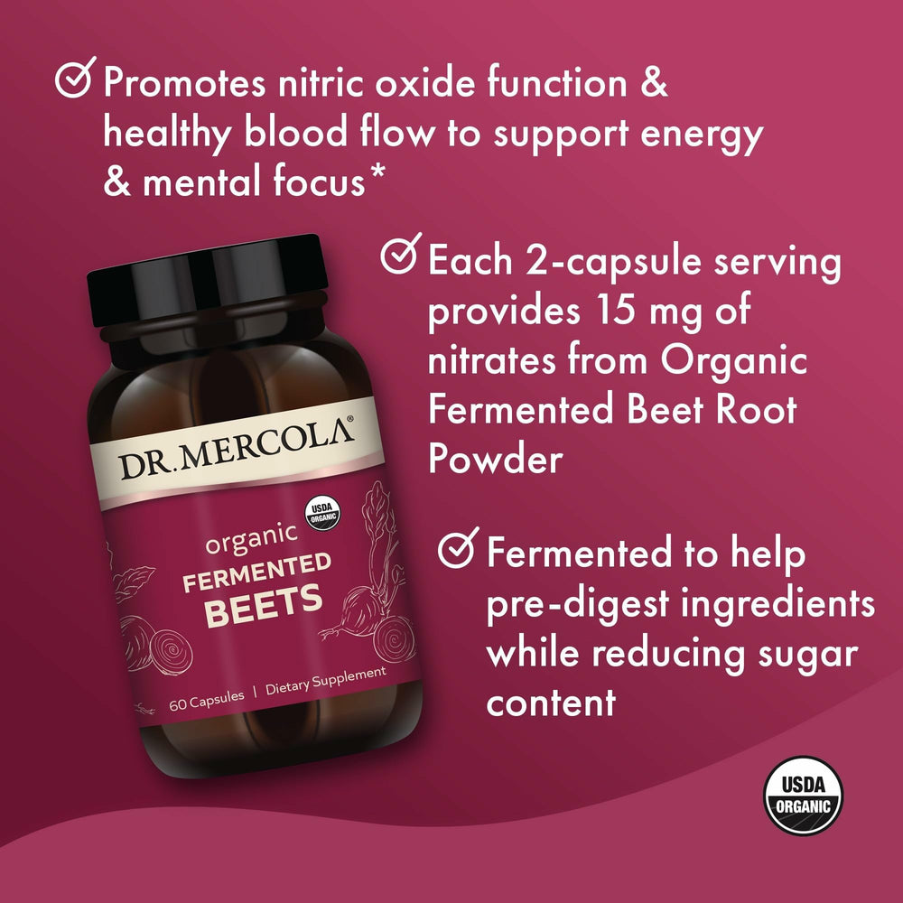 Pour-ready Dr. Mercola Organic Beets suggests easy daily use