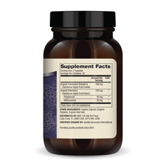 Dr. Mercola Organic Fermented Elderberry capsules close-up highlighting easy daily use.