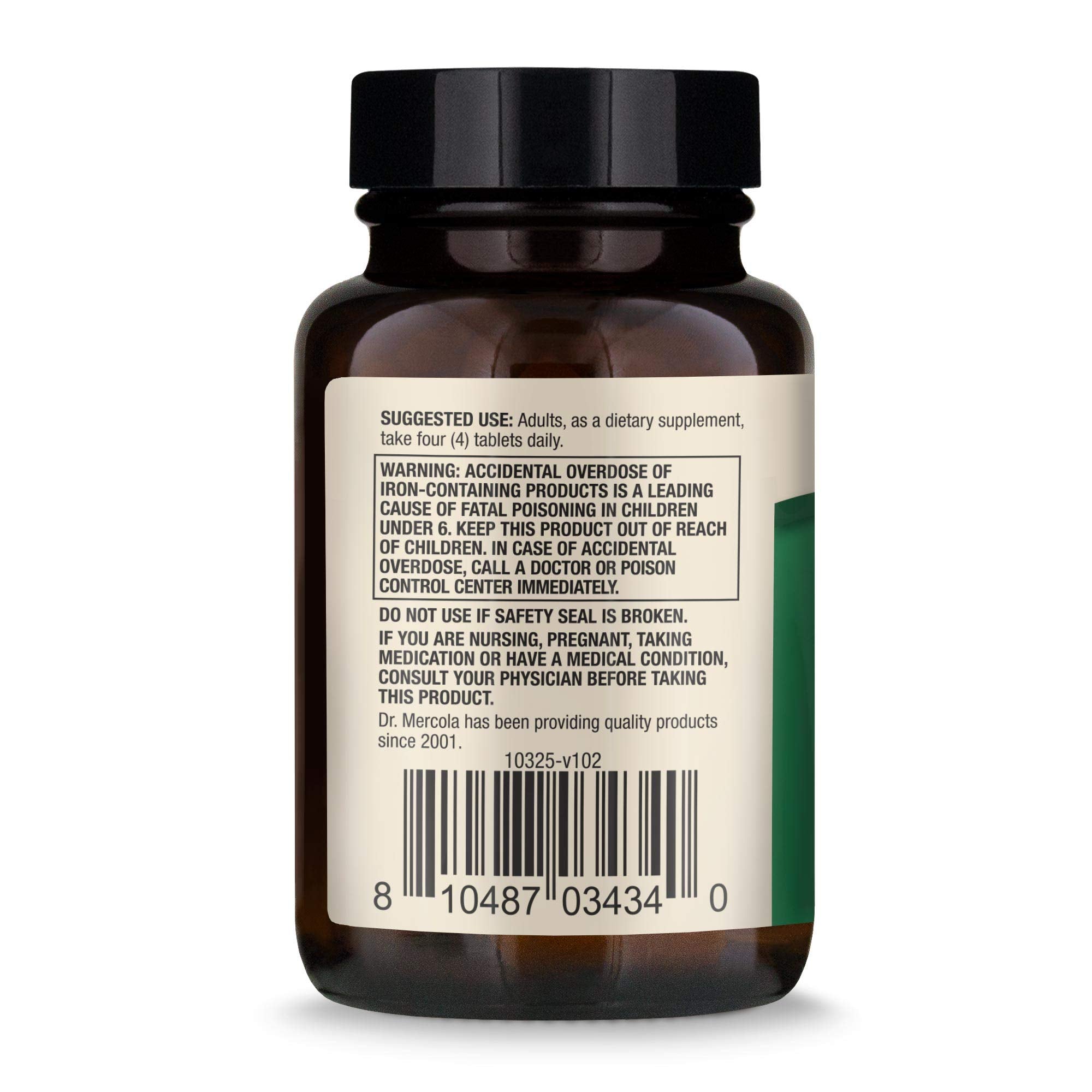 Dr. Mercola Organic Spirulina tablets for immune support and antioxidant activity.