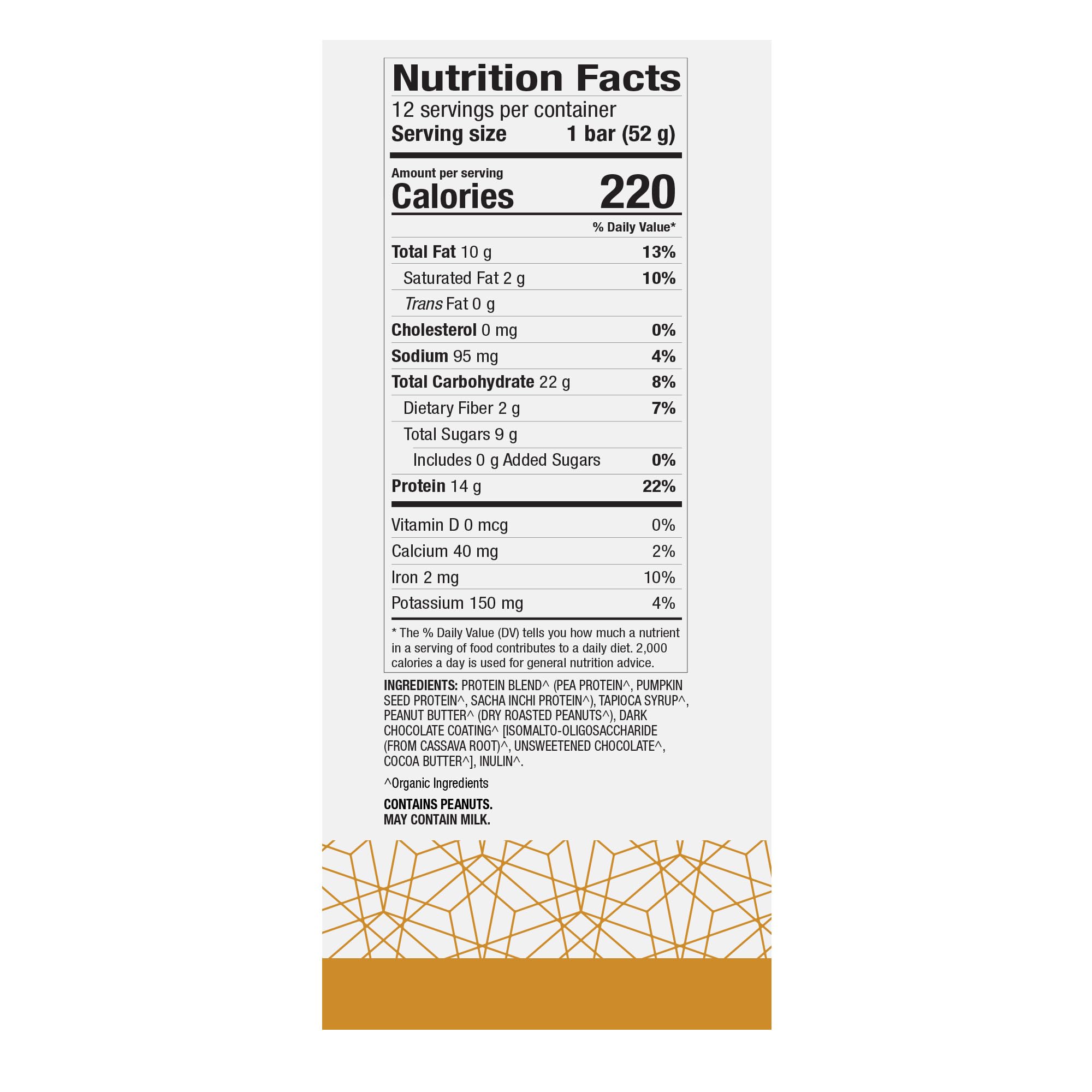 Close-up of Dr. Mercola Pure Power Bar highlighting peanut butter flavor.
