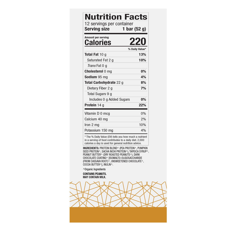 Close-up of Dr. Mercola Pure Power Bar highlighting peanut butter flavor.