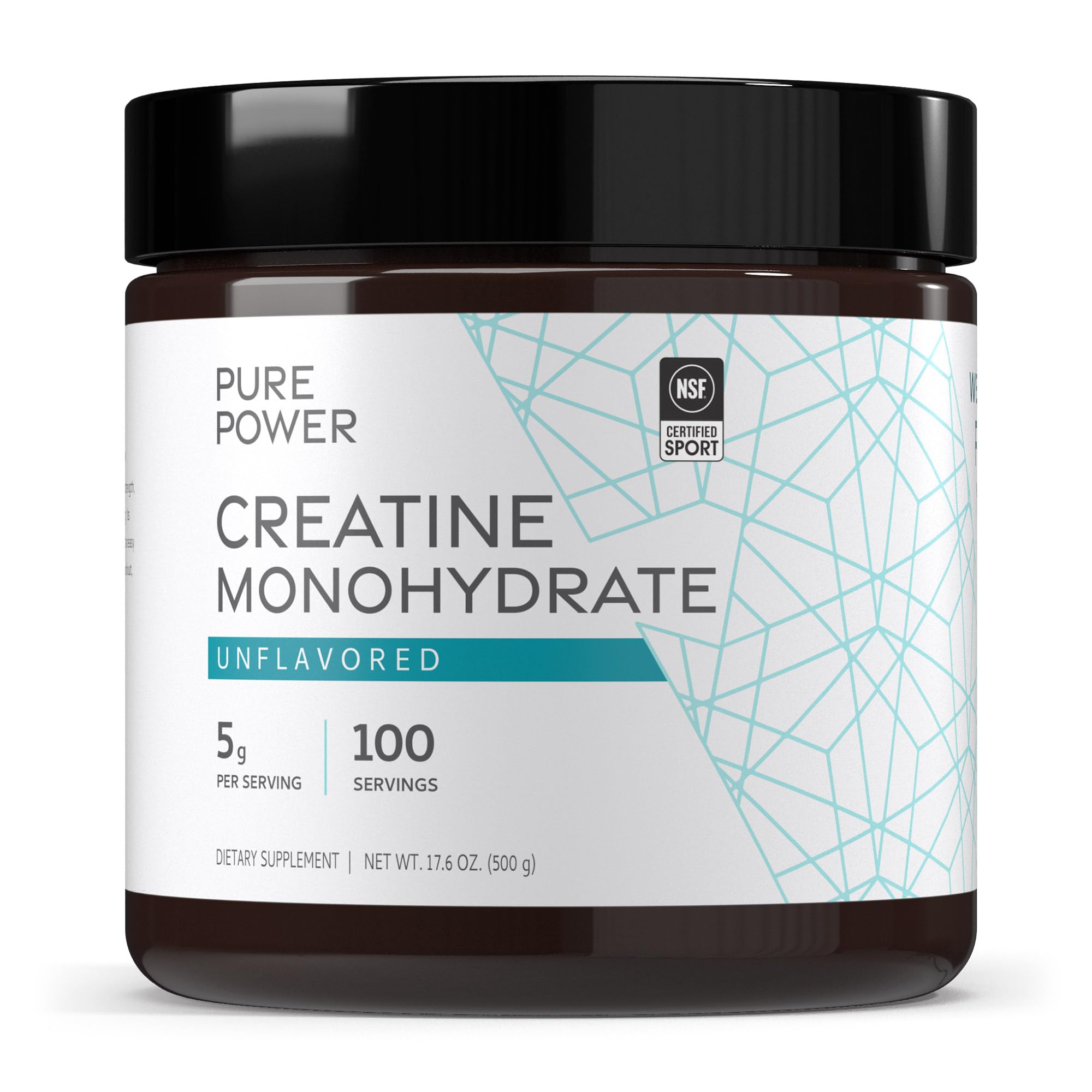 Dr. Mercola Pure Power Creatine Monohydrate bottle for convenient on-the-go supplementation.