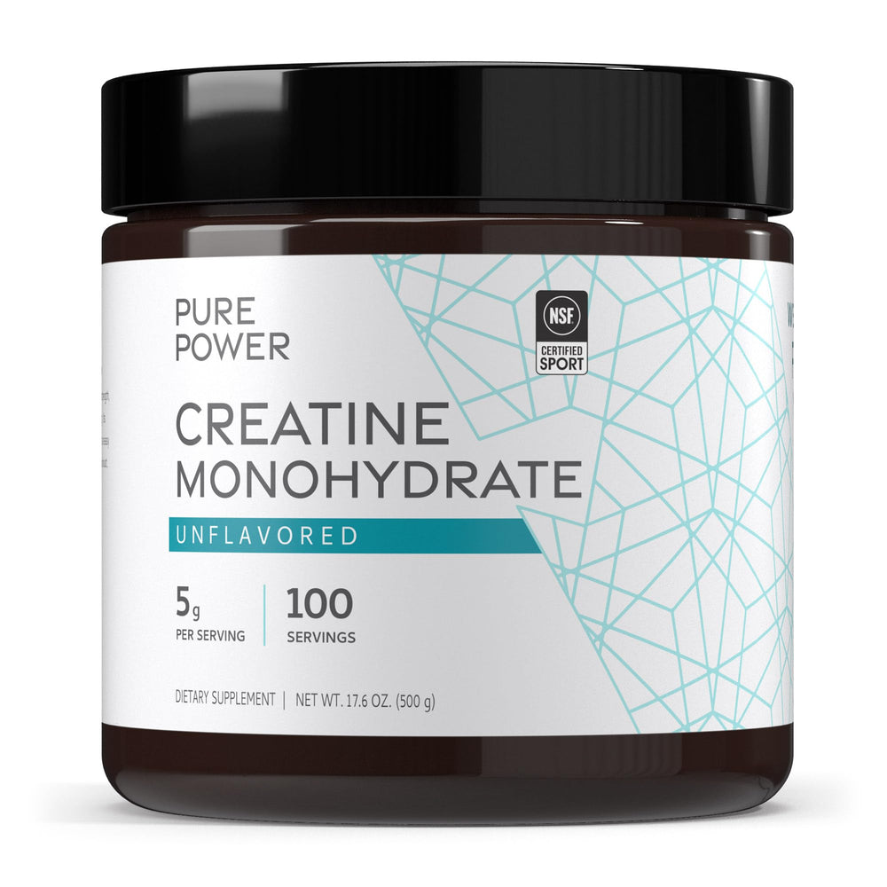Dr. Mercola Pure Power Creatine Monohydrate bottle for convenient on-the-go supplementation.